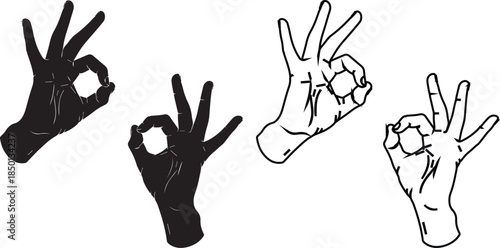 Hands Signing Ok Gesture in Illustration.