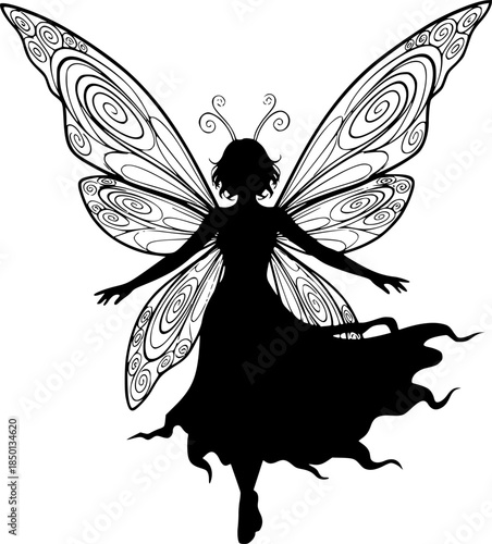 Butterfly Silhouette Nature Vector Illustration Icon
