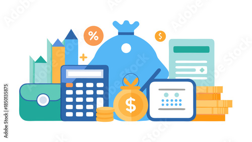 Investor raising money symbols celebrating financial achievement