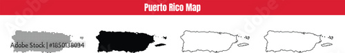Fotografie Puerto Rico Map Outline Vector Illustration for Design