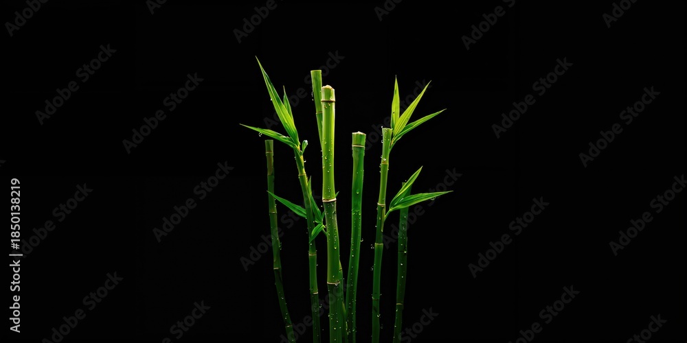 Obraz premium Green bamboo poles used as a decorative wall feature for environmental themes and natural aesthetics