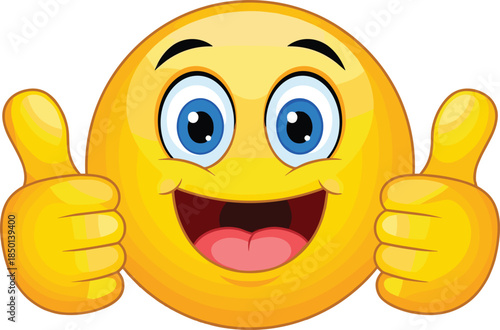 Yellow Smiley Face Emoticon Giving Two Thumbs Up Gesture emoji