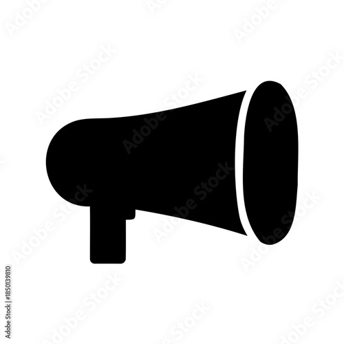 Black and white illustration of a megaphone for audio amplification