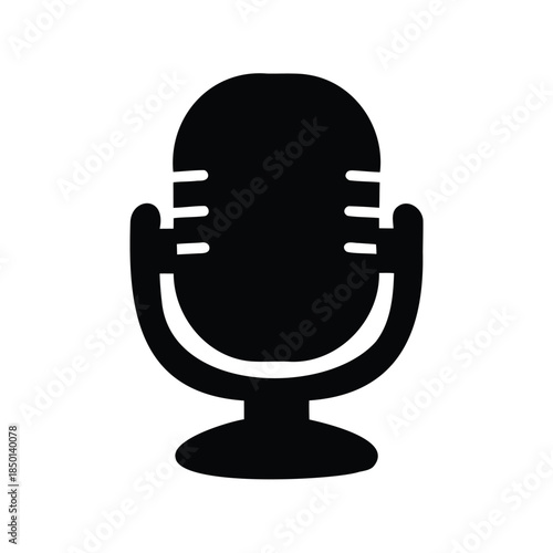 Sleek black microphone icon featuring a classic and professional design for broadcasting