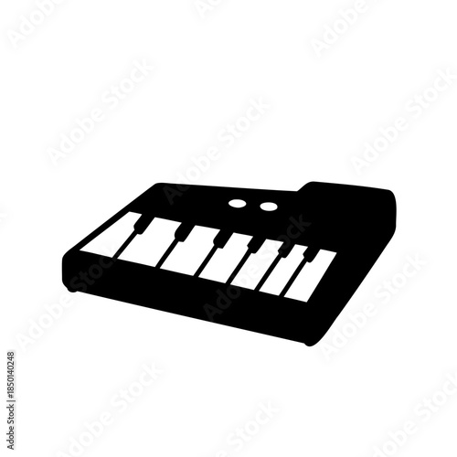 Simple minimalistic silhouette of a synthesizer keyboard for musical applications and artwork
