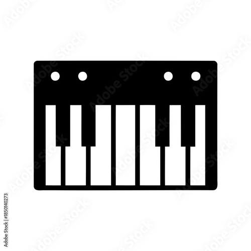 Minimalist Keyboard Icon Featuring Classic Design and Musical Symbolism in Black and White