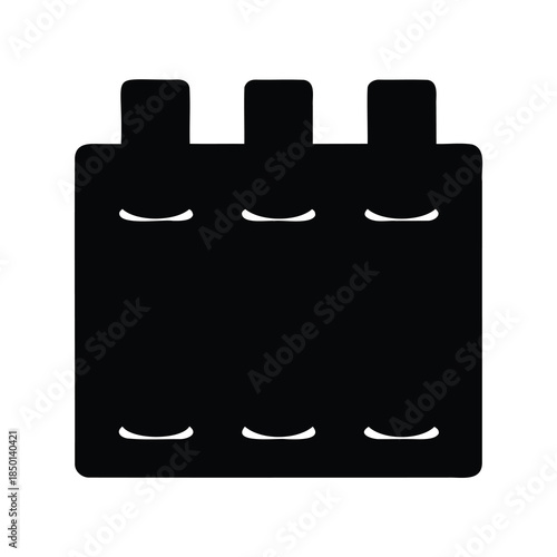 Silhouette of a Large Black Brick with Three Connectors and Six Rows