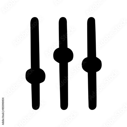 Three vertical sliders with circular knobs representing volume or sound control