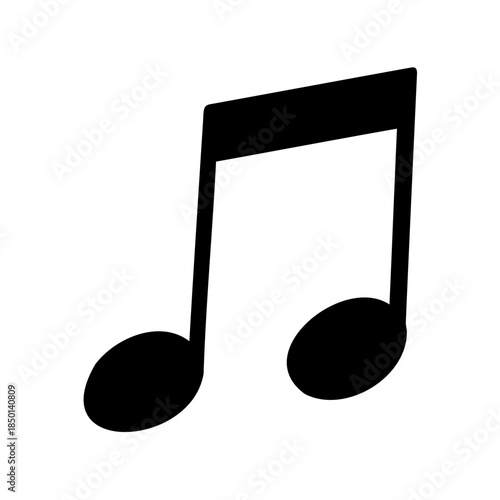 Two sixteenth notes symbolize music composition and enjoyment on a white background