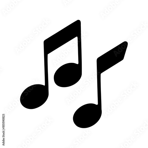Two eighth note music symbol simple black and white vector illustration