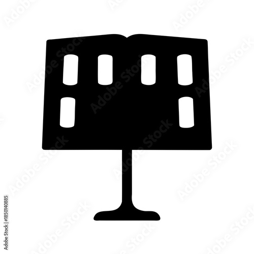 Black Silhouette Illustration of a Music Stand with Open Score Book