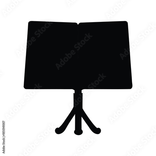Silhouette of a classical music stand on white background for study