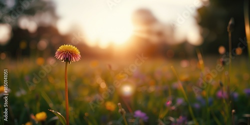 Fototapeta Naklejka Na Ścianę i Meble -  Sunlit meadow flowers serving as a background for floral arrangements, Earth Day