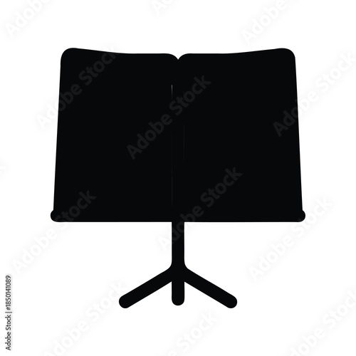 Silhouette of a classic music stand with its traditional three legged support