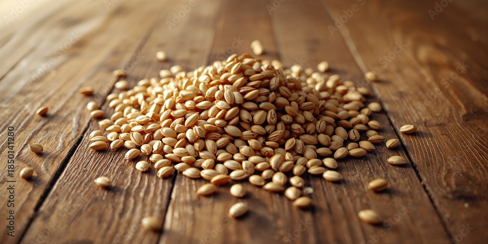 Obraz premium Sunflower seed shells on wooden floor, illustrating waste disposal and environmental cleanup