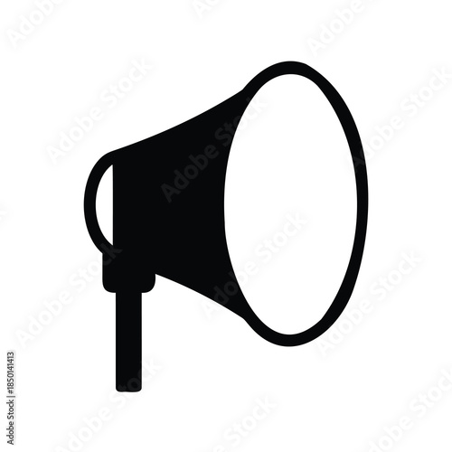 Simple black and white icon of a megaphone used for announcements