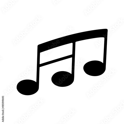 Black and white image depicts three eighth music notes in harmony