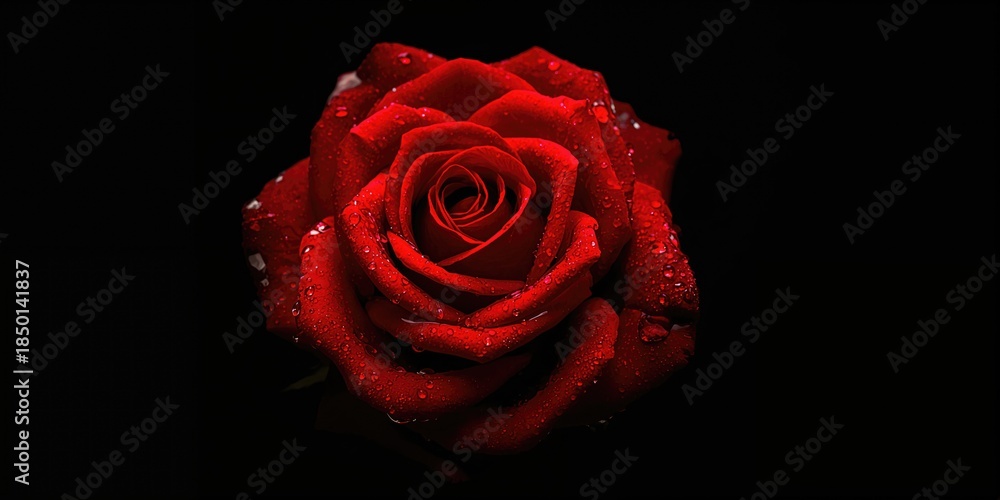 custom made wallpaper toronto digitalSingle red rose flower with dewdrops, highlighting delicate petal texture and vibrant color in floral design