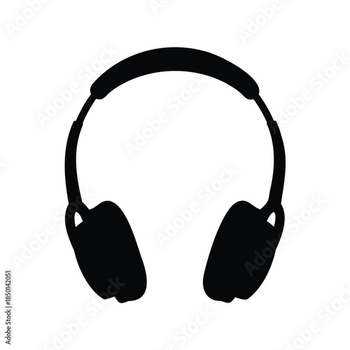 Black silhouette illustration of wireless headphones on a white background simple