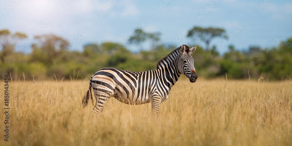 Obraz premium Zebra in its natural habitat wildlife conservation awareness