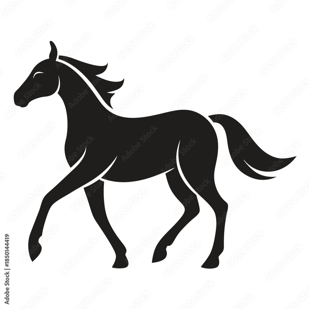 Fototapeta premium Trotting horse graceful stride minimal equine silhouette animal symbol