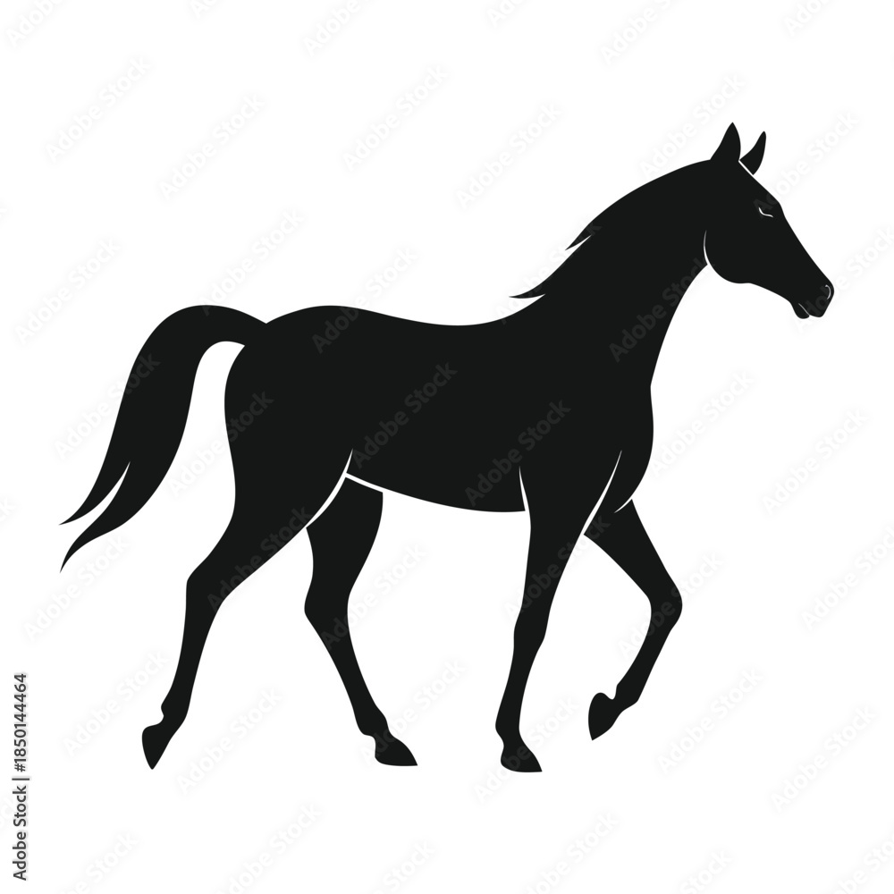 Obraz premium Walking horse calm equine movement silhouette animal vector design