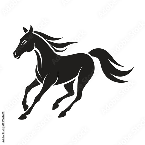 Running horse energetic movement equine silhouette vector graphic