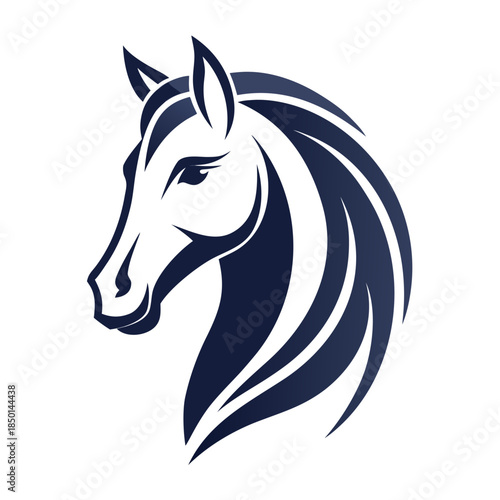Elegant horse head flowing mane artistic equine silhouette branding icon