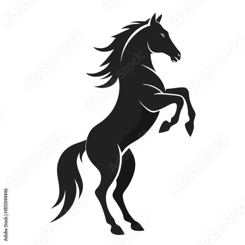 Rearing horse dramatic pose powerful stallion silhouette illustration
