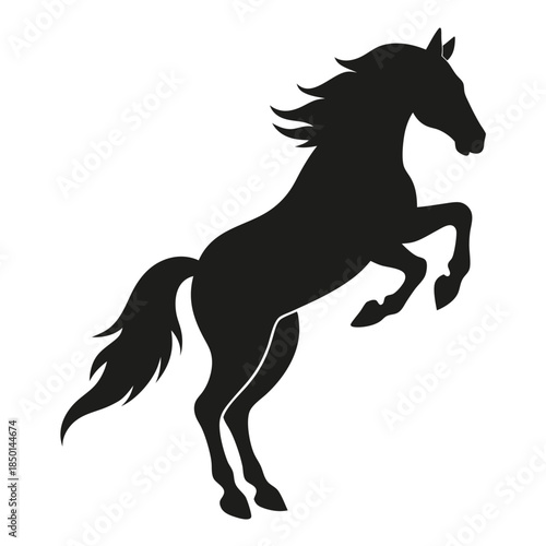 Jumping horse leaping upward energetic equestrian sport silhouette illustration