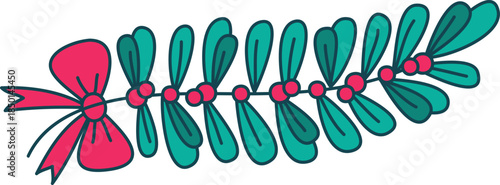 Mistletoe branch with bow