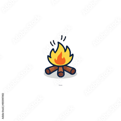 Cheerful campfire clip art illustrating a warm glow, simple design for outdoor adventures and cozy
