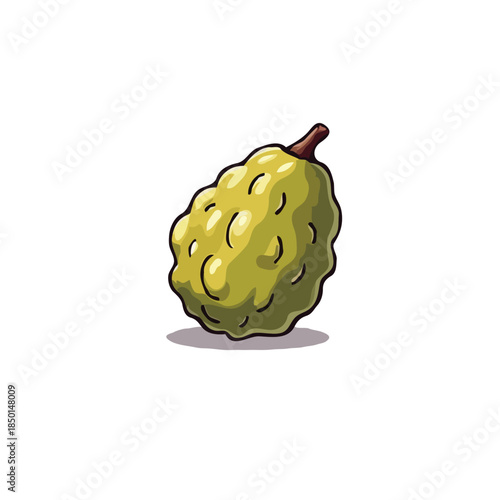 Illustration of a soursop fruit, showcasing its unique texture and natural shading with subtle