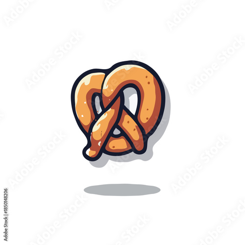 Isolated pretzel illustration with artistic dark outlines, a tempting treat for logo design,