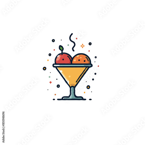 Stylized ice cream sundae in a martini glass offering a refreshing dessert experience with
