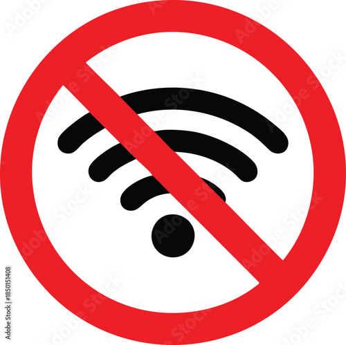 No Wifi Or Wireless Signal Prohibited Sign With Internet Symbol For Restricted Areas