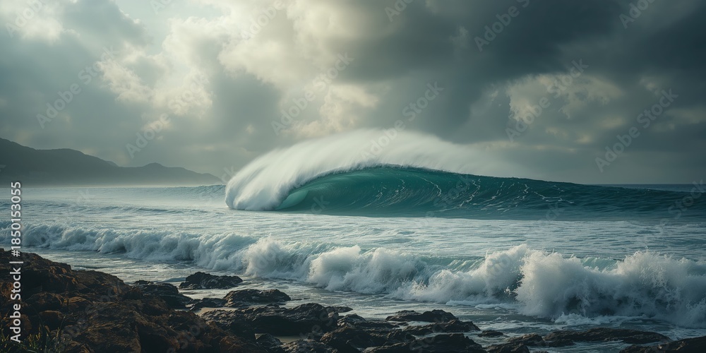 Obraz premium Wave in San Sebastian Donostia, Spain, serving as a UI backdrop or visual element in layout design