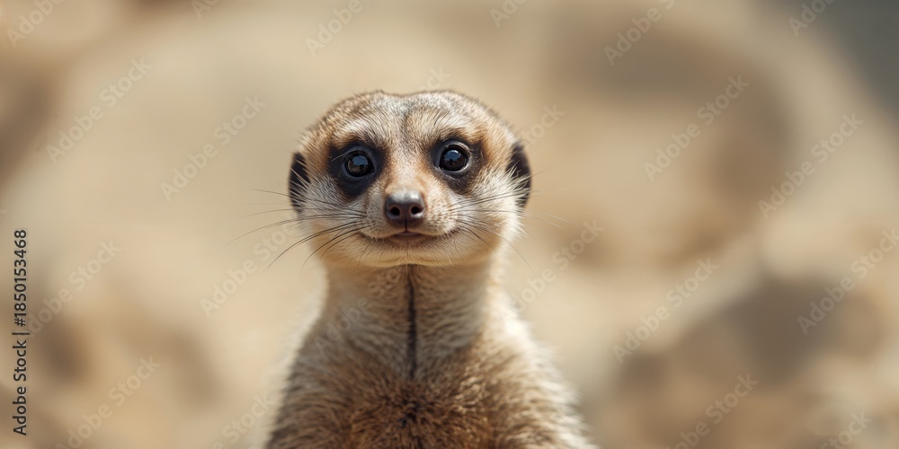 Fototapeta premium Detailed shot of a meerkat within a zoo habitat focusing on animal monitoring and enclosure safety