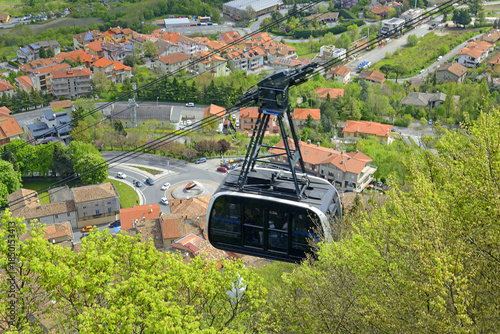 Ropeway - San Marino Cable Car. The trip that connects Borgo Maggiore to the Historical Centre.