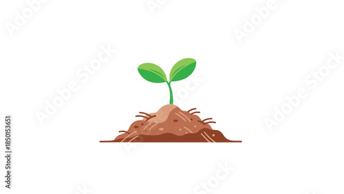 A vibrant green seedling emerges from rich brown soil, symbolizing new life, growth, and the promise of a flourishing plant.
