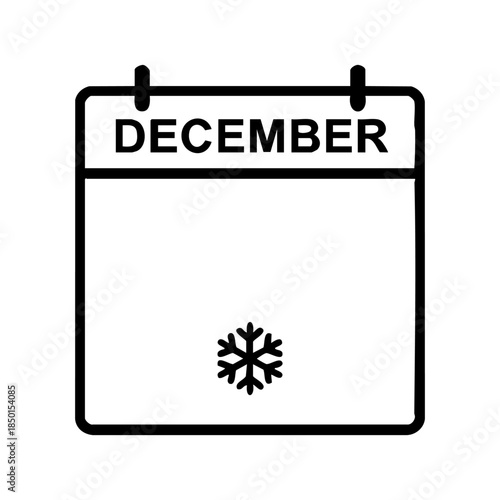 winter calendar page with snowflake