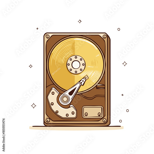 Hard disk drive illustration computer storage technology hardware data disc