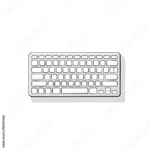 Simple Minimalist Illustration of Computer Keyboard with Keys on a Clean Background