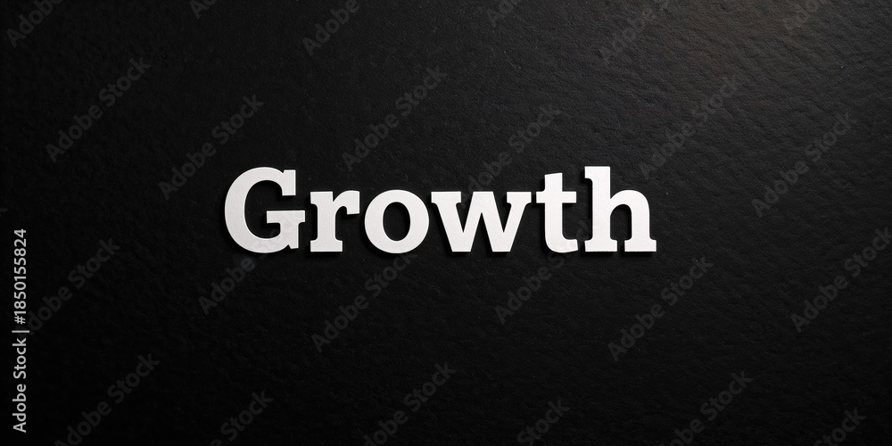 Obraz premium White lettering spelling growth on a black felt board background, business progress and development