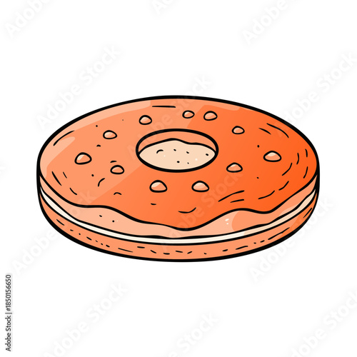 Delicious glazed donut dessert illustration bright orange sugary treat food icon