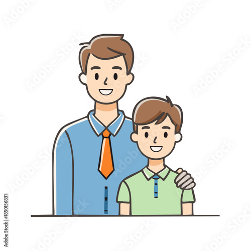 Loving father embraces son bonding in gentle moment of family connection and warm affection happy faces smiling together