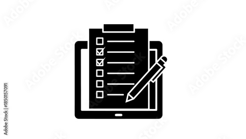 Digital checklist on tablet with pen for completing tasks.