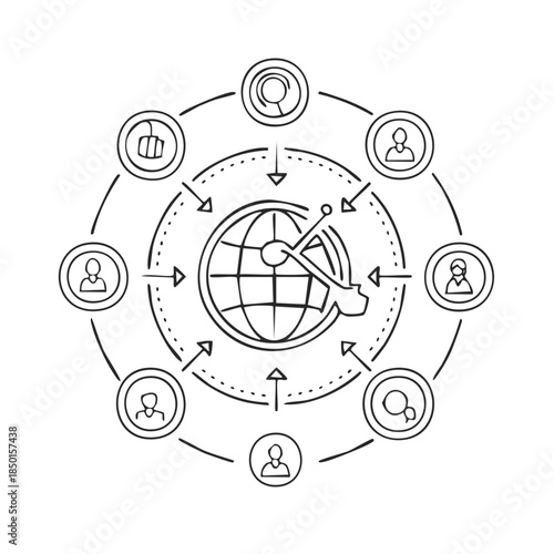 Global Networking Illustration with Connected People and World Communication