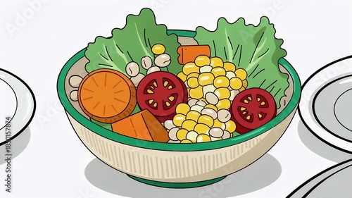 Wallpaper Mural Colorful Fresh Salad Bowl With Vegetables. Torontodigital.ca