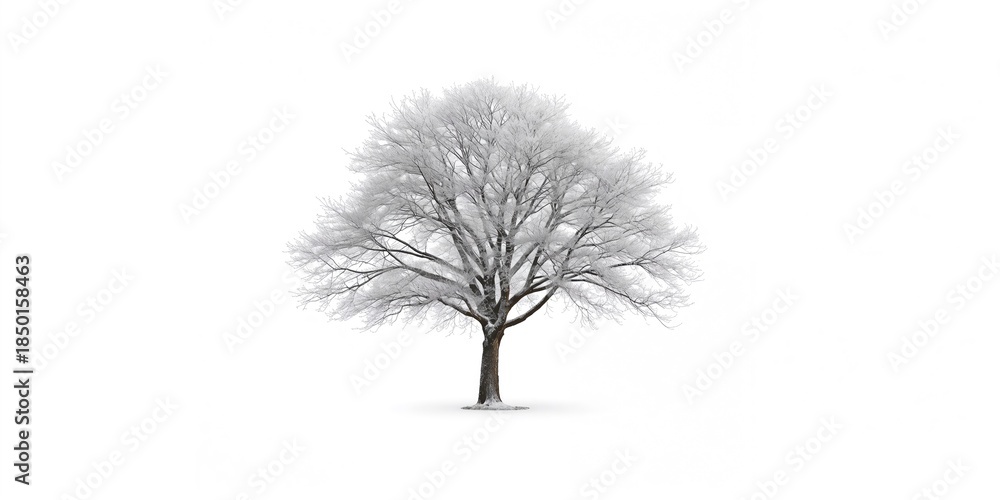 Fototapeta premium Single leafless tree isolated on white background, suitable for layout and graphic design